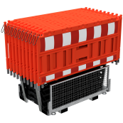 SET | with 20 panel fence | and 21 base plates | on twin pallet | without lamp adapter | with red/white foil, type RA2/B | type of barrier NOX red